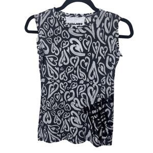 Harajuku Lovers Hearts Print Tank T Shirt Sz Small Black White